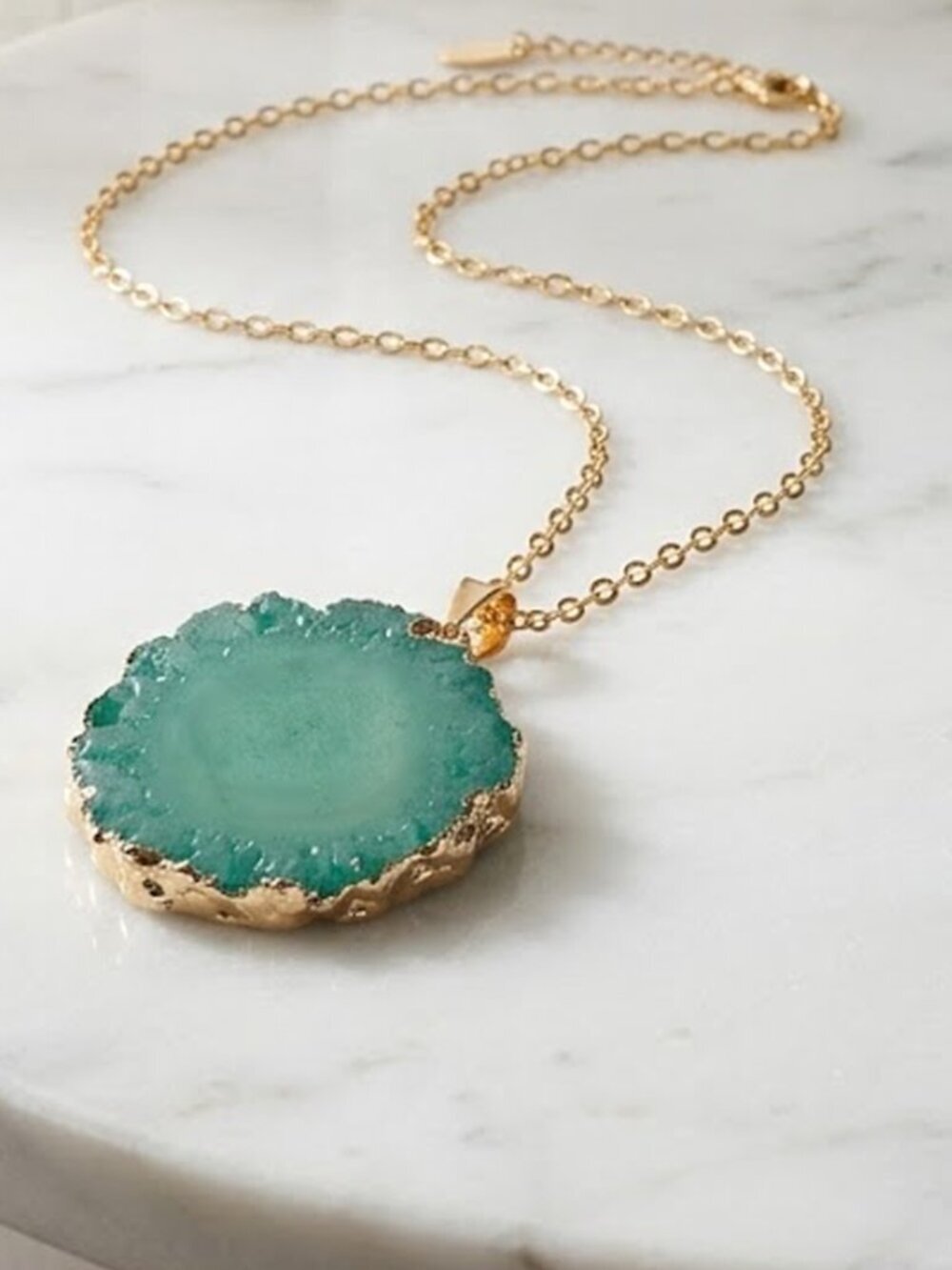 Ladies Teal Round Fashion Stone Necklace